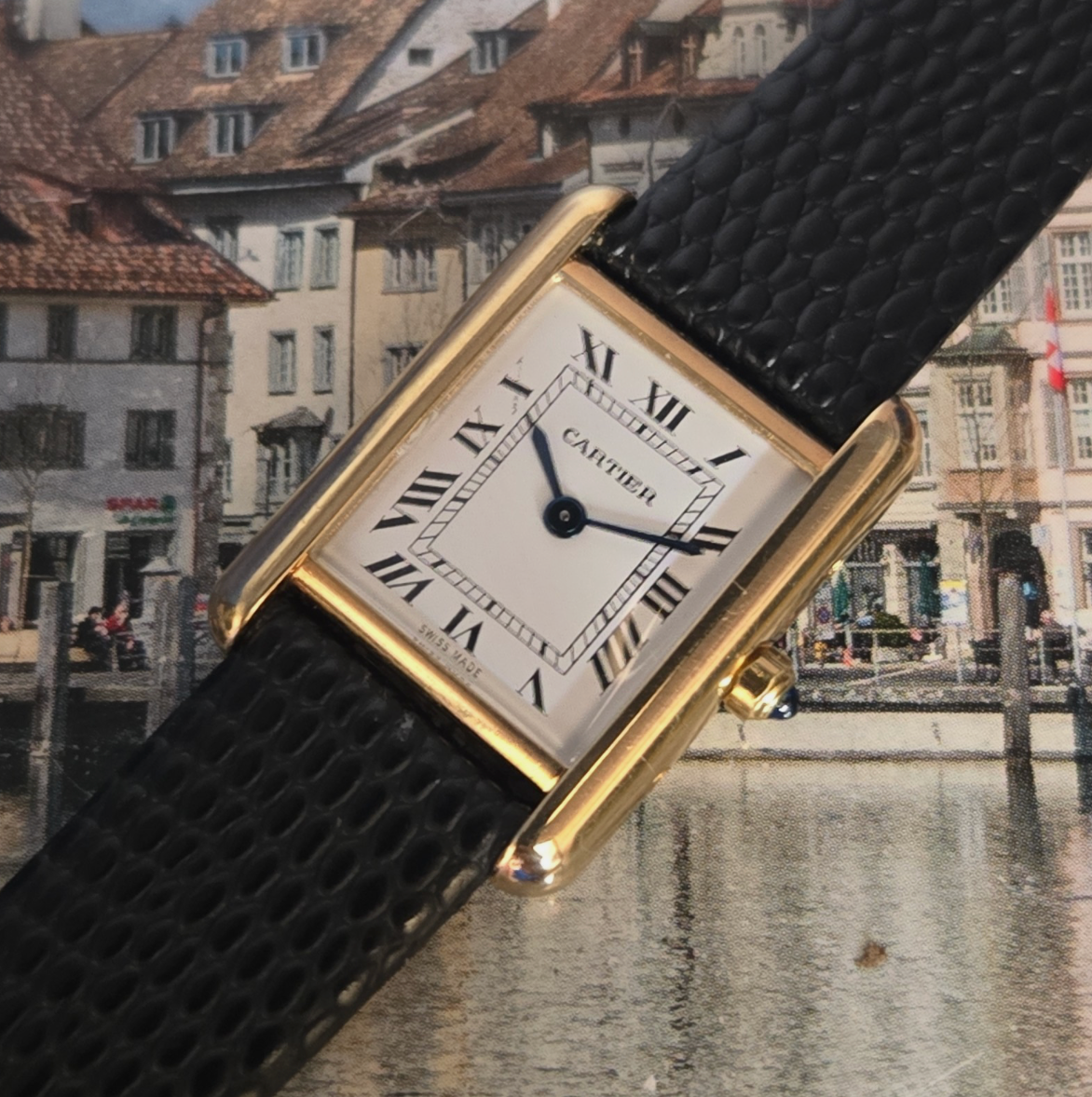 Vintage Cartier Tank Quartz Ladies Watch, 1980s, Box & Papers