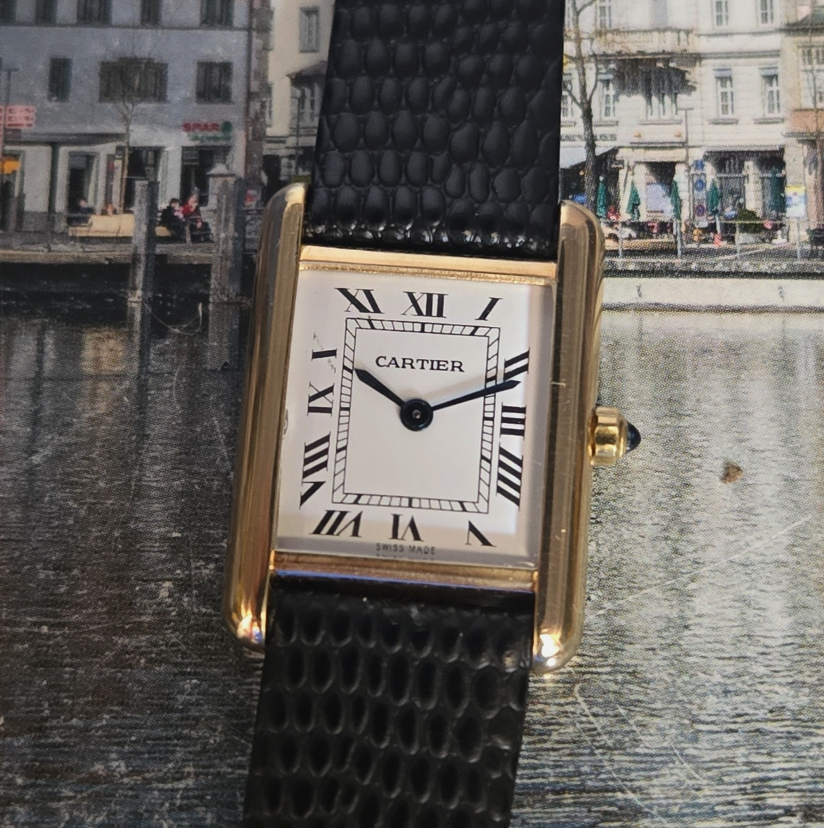 Vintage Cartier Tank Quartz Ladies Watch, 1980s, Box & Papers