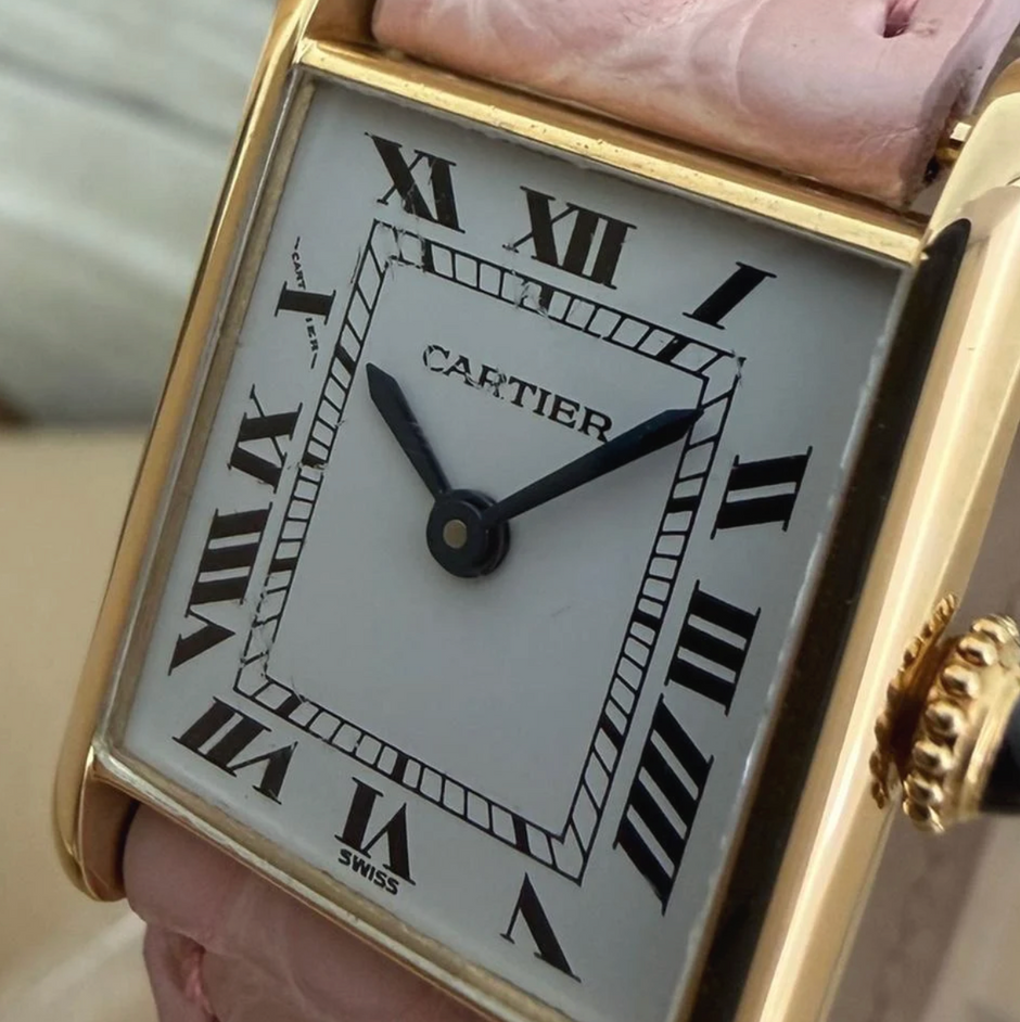 Vintage Cartier Tank Louis Cartier Mini 67117 18K Gold Manual Wind