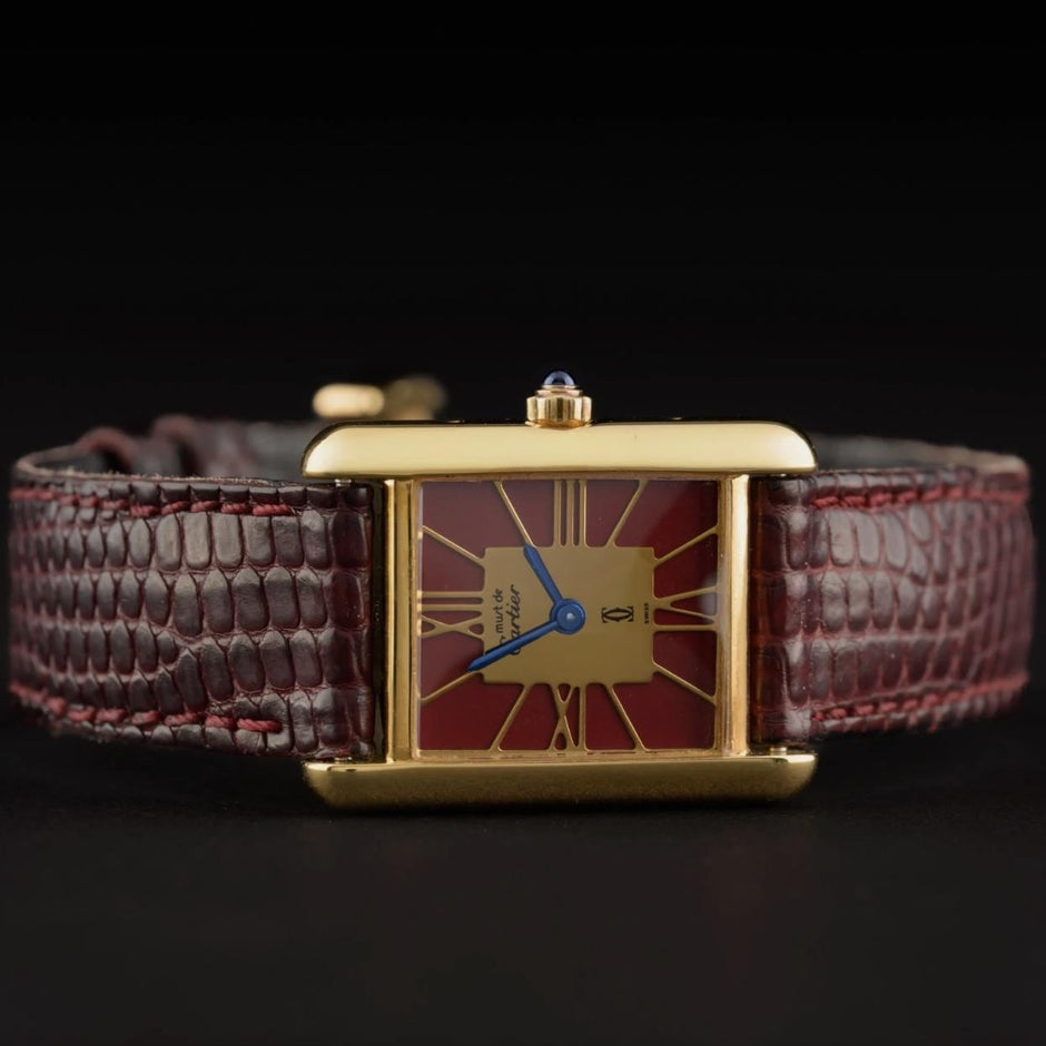 Cartier Tank Must 366001 Red & Gold Roman Dial 21mm Quartz