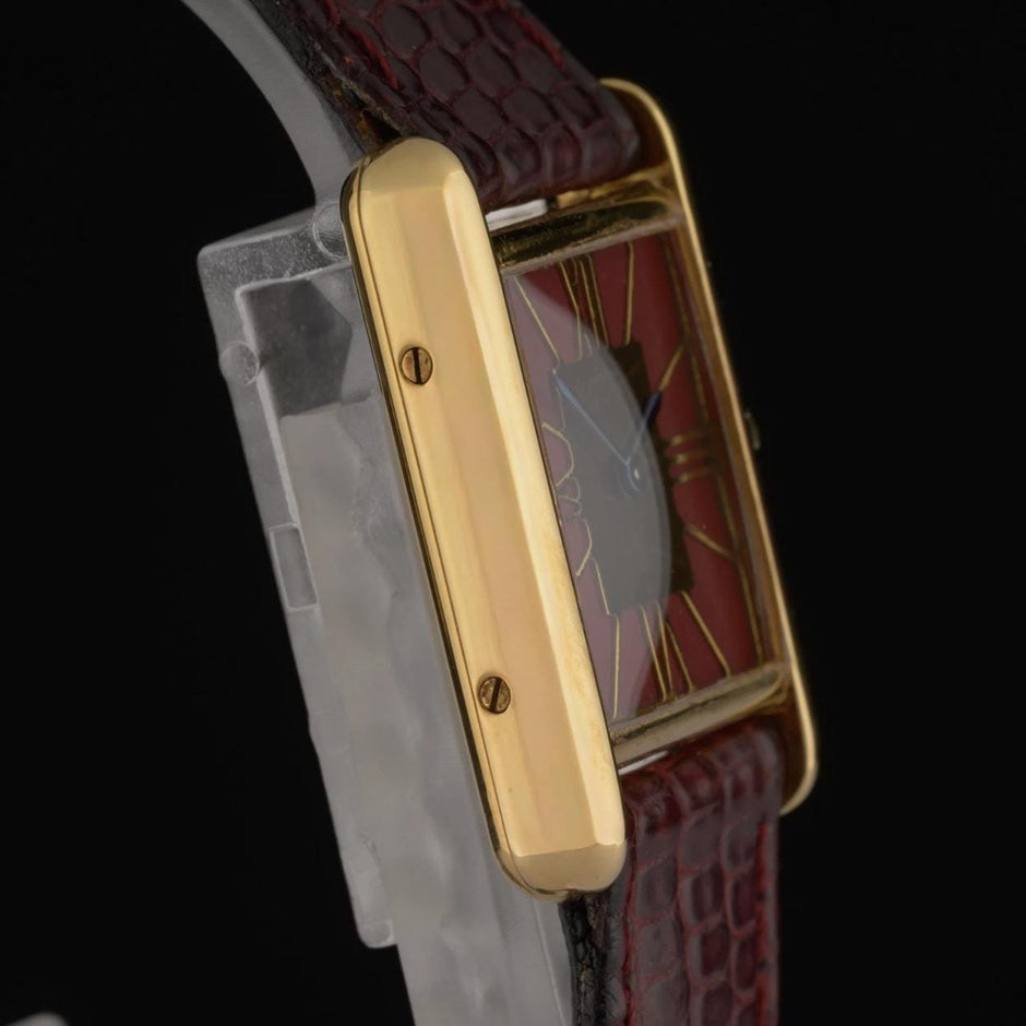 Cartier Tank Must 366001 Red & Gold Roman Dial 21mm Quartz