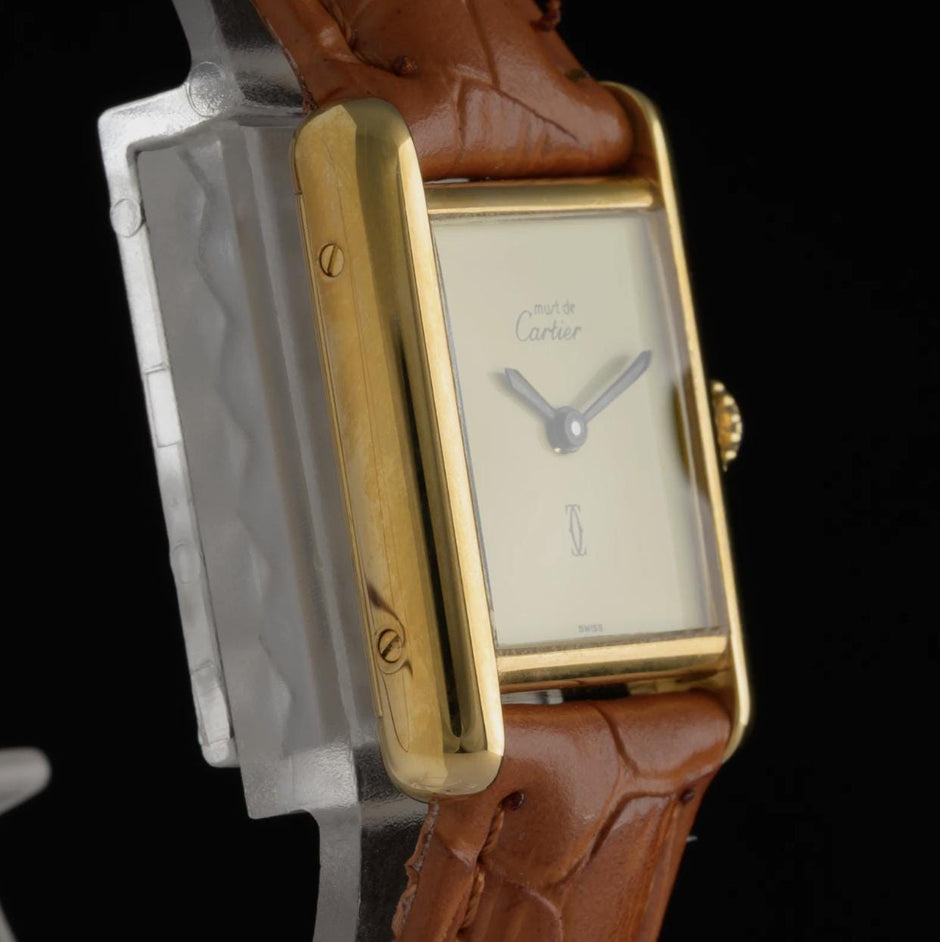 Vintage Cartier Tank Must Lemon Dial Manual Wind 20mm Ladies