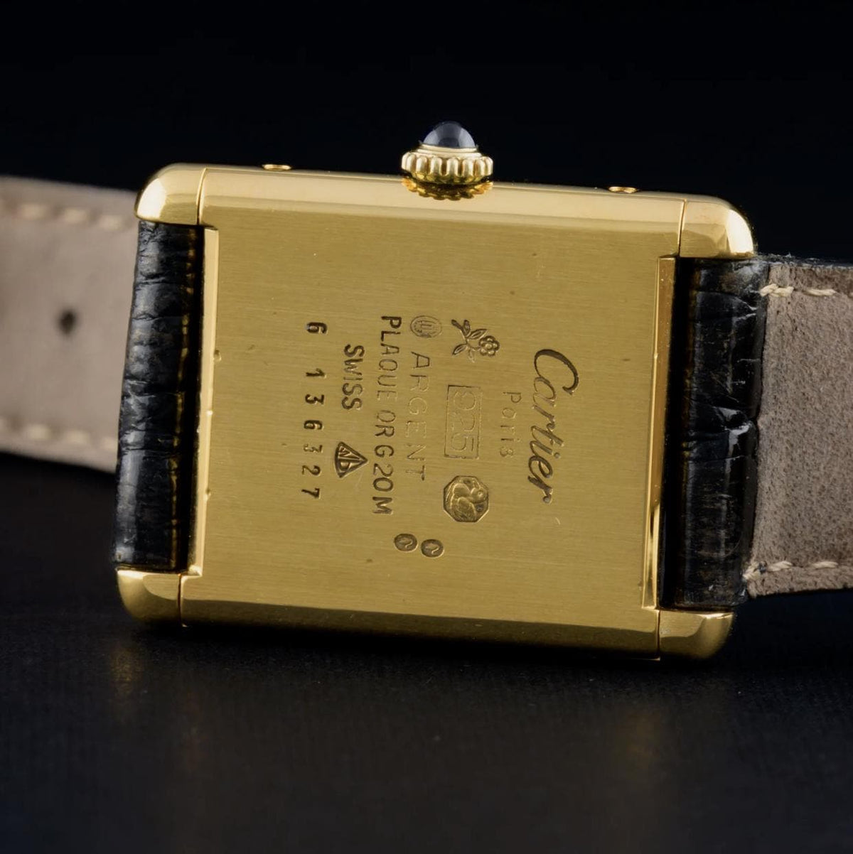 Vintage Cartier Tank Must Large Gold Guilloché Dial Manual Wind