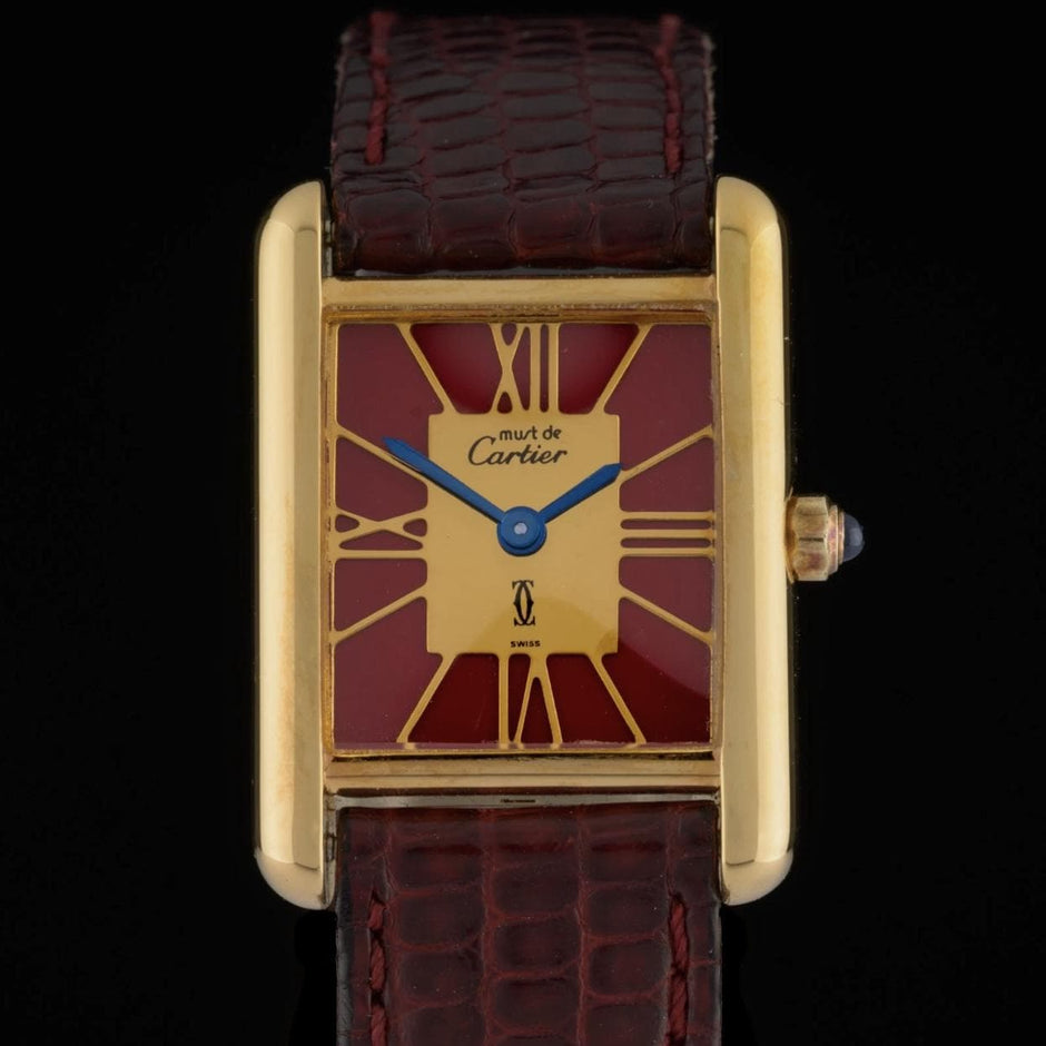 Cartier Tank Must 366001 Red & Gold Roman Dial