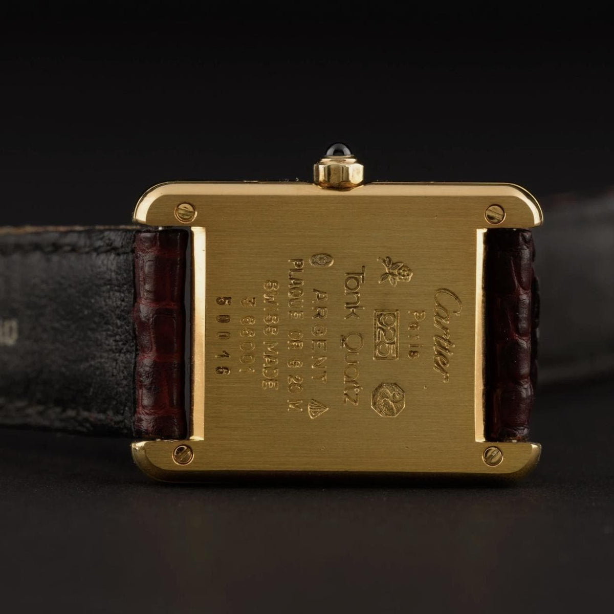Cartier Tank Must 366001 Red & Gold Roman Dial 21mm Quartz