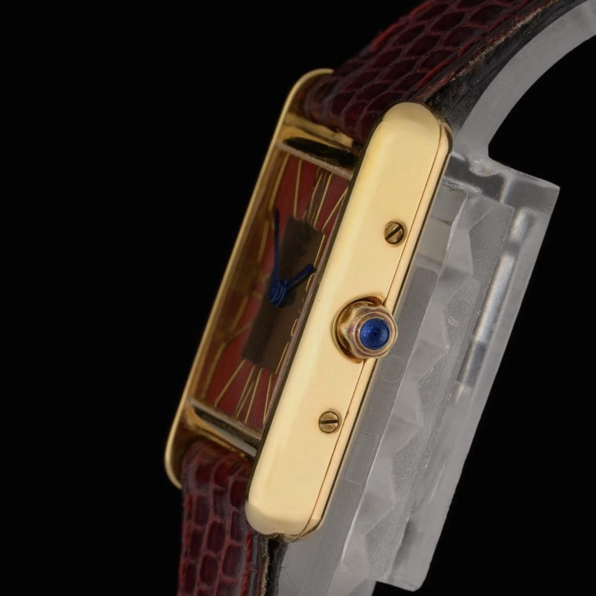 Cartier Tank Must 366001 Red & Gold Roman Dial 21mm Quartz