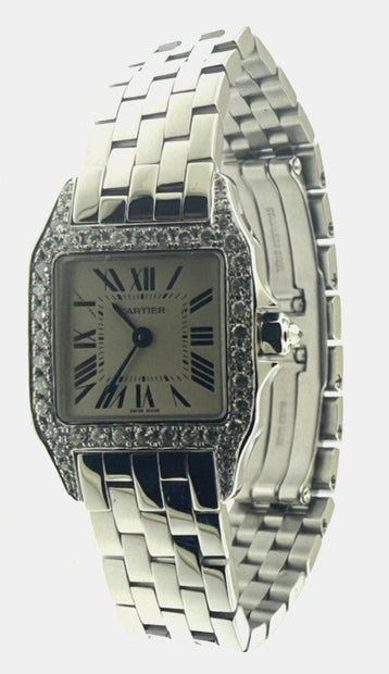 Cartier Santos Demoiselle 2698 Steel, Custom Diamond Bezel