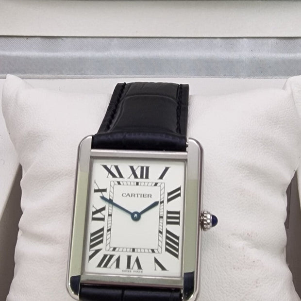 Cartier Tank Solo Steel Watch, Blue Cabochon