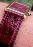 Must de Cartier Tank LM Manual Wind Burgundy Spiderweb Dial