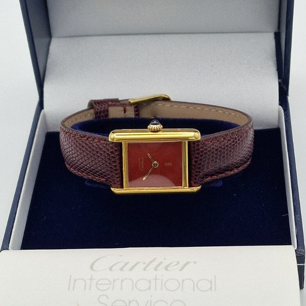Must de Cartier Tank Ladies Vermeil Red Dial Hand-Wound