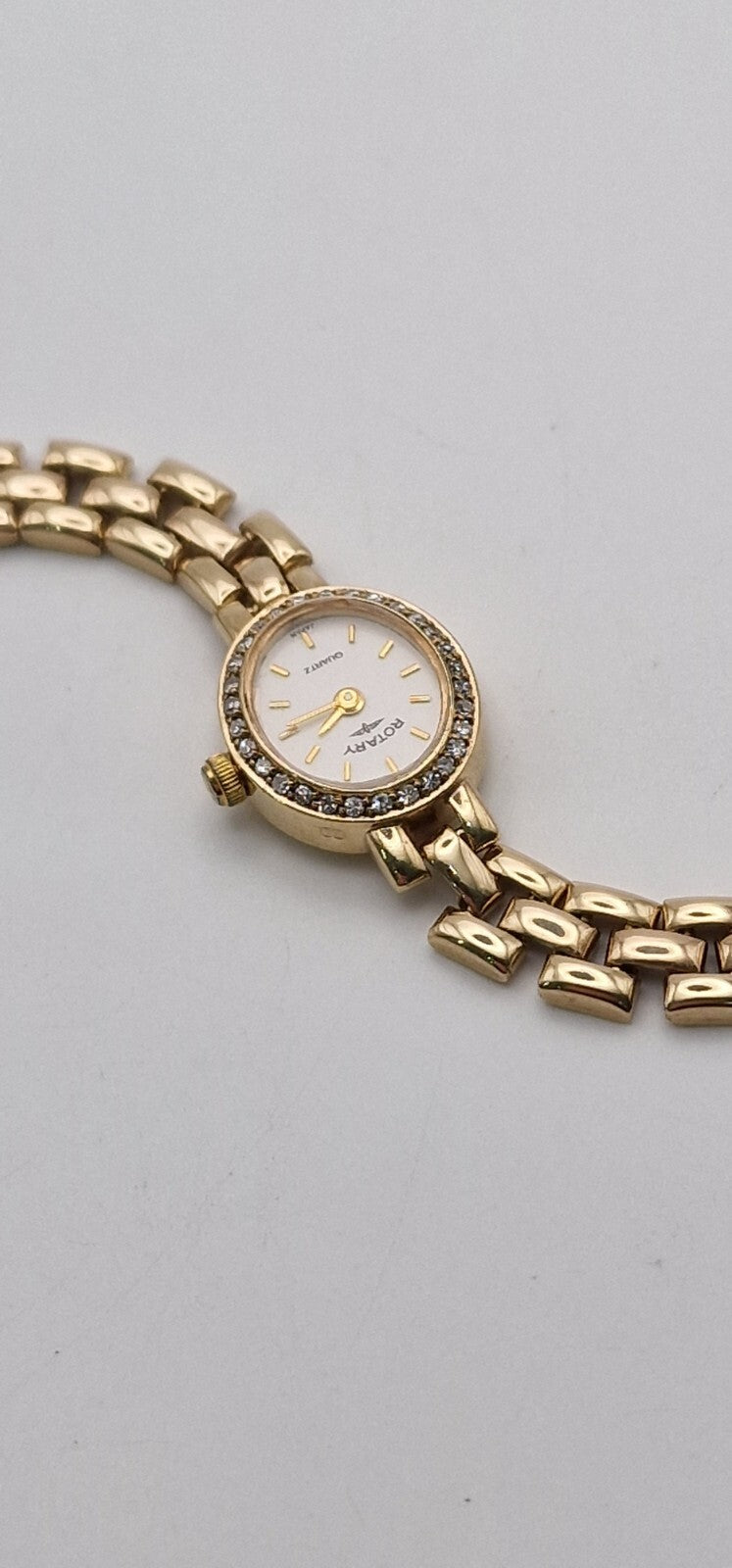 Rotary 9ct Gold Ladies Watch with Diamond Bezel & Box