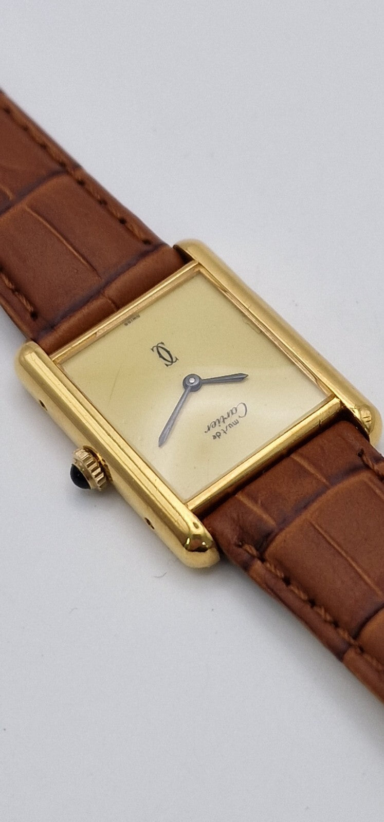 Must de Cartier Tank Mid-Size Vermeil Mechanical, No Gold Loss