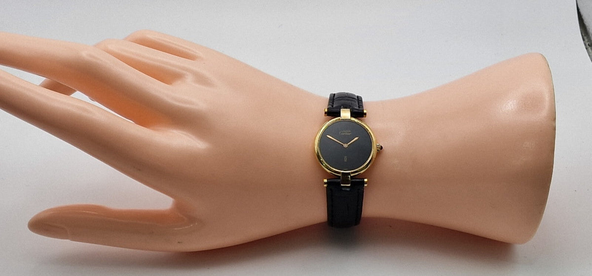 Must de Cartier Vendôme Vermeil Ladies Watch, Black Dial