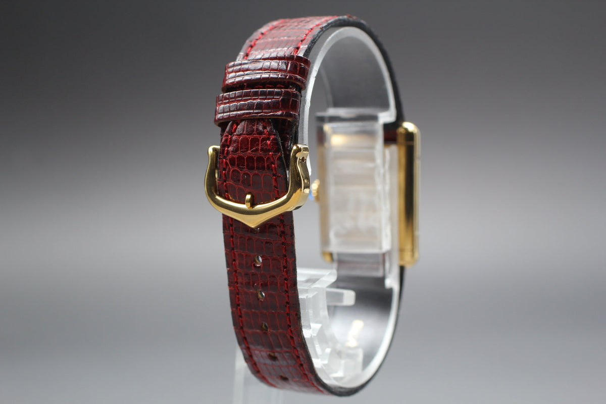 Must de Cartier Tank Red Lacquer Dial Manual Wind 23x30mm, Full Set