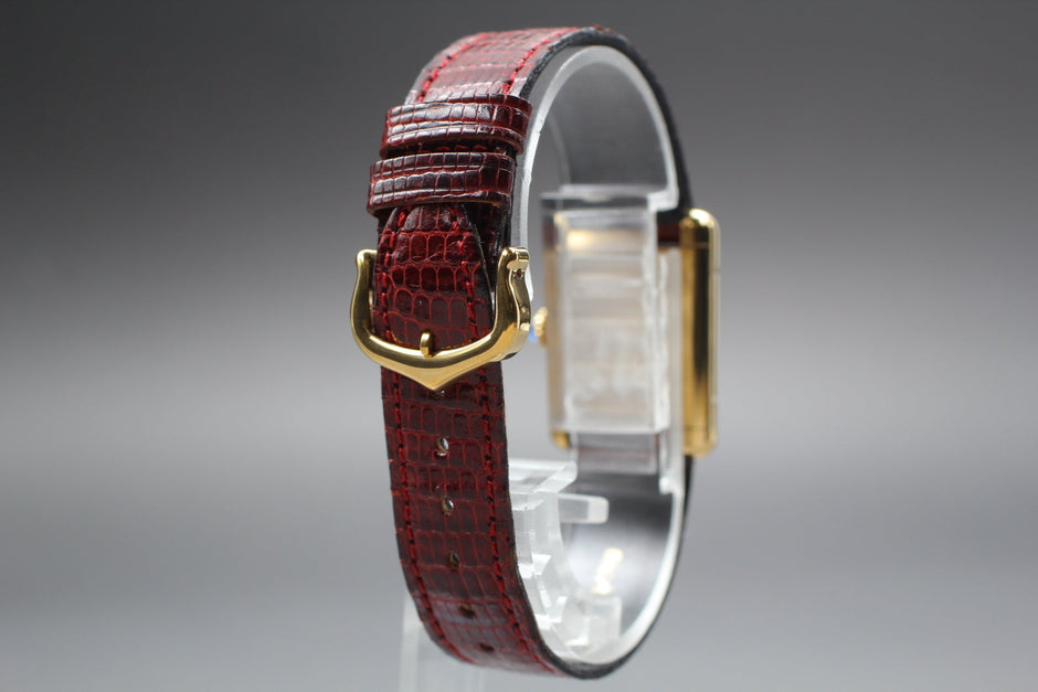 Must de Cartier Tank Red Lacquer Dial Manual Wind 23x30mm, Full Set