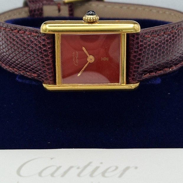 Must de Cartier Tank Red Dial Watch, Ladies