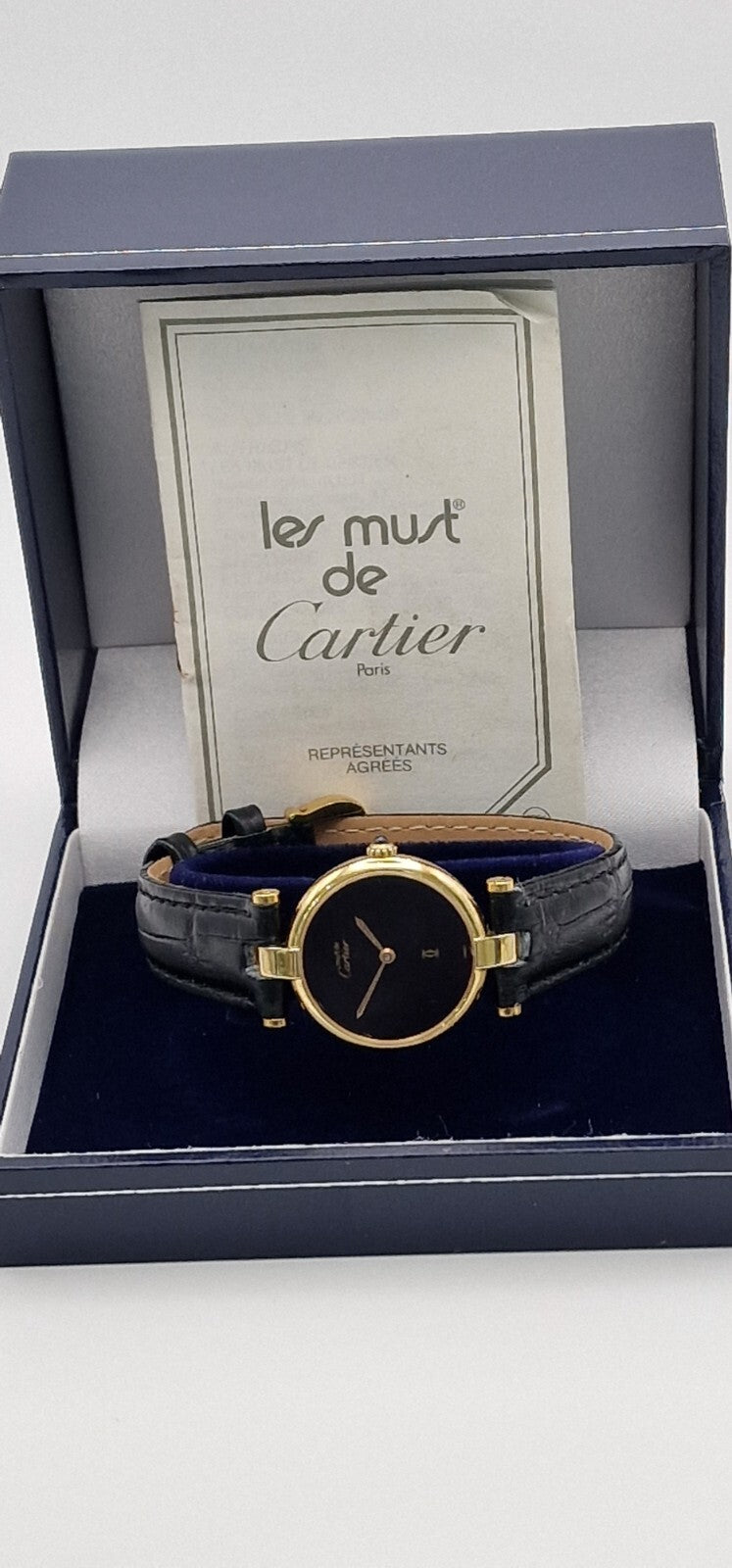 Must de Cartier Vendôme Vermeil Ladies Watch, Black Dial