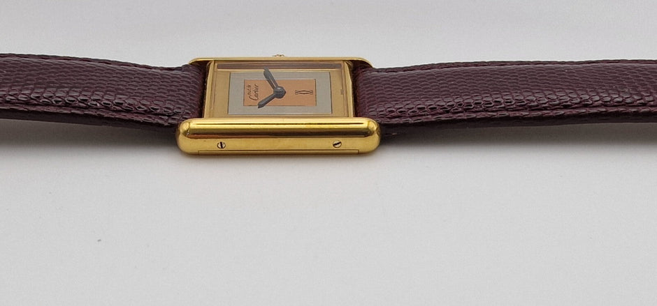 Must de Cartier Tank Mid-Size Vermeil Mechanical, Great Condition