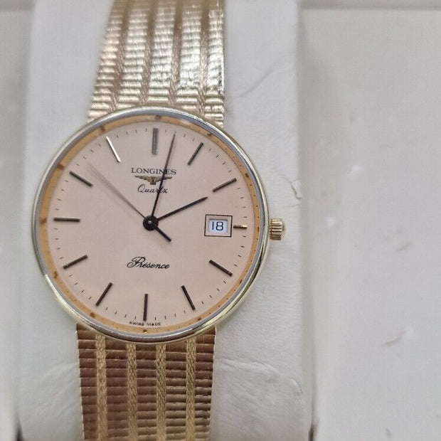 Vintage Longines Présence 9ct Gold Salmon Dial, Longines Box