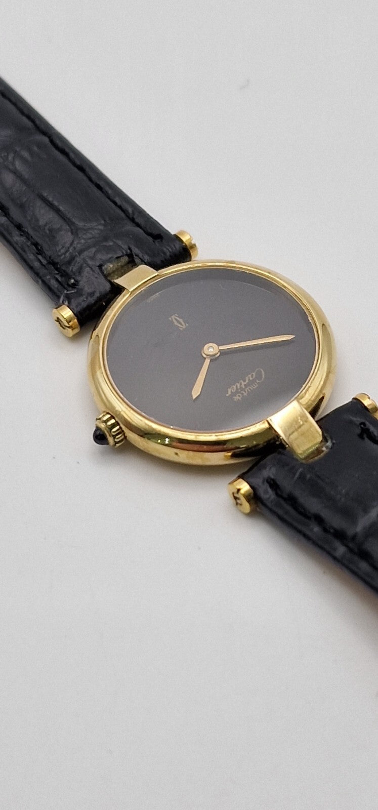 Must de Cartier Vendôme Vermeil Ladies Watch, Black Dial