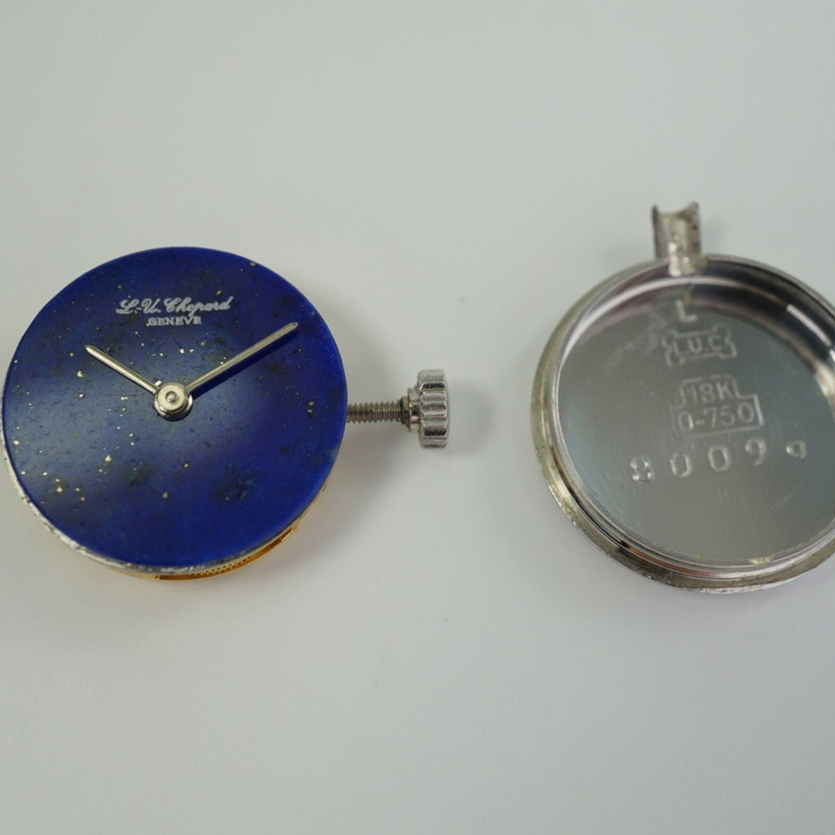 Vintage Chopard 18K White Gold Diamond Lapis Lazuli Watch 20mm