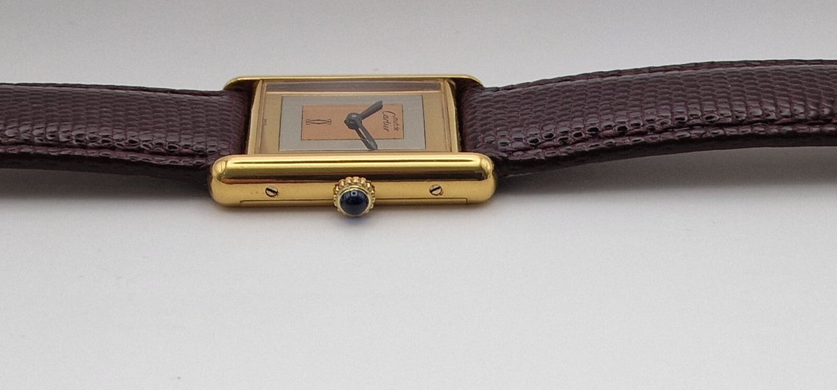 Must de Cartier Tank Mid-Size Vermeil Mechanical, Great Condition