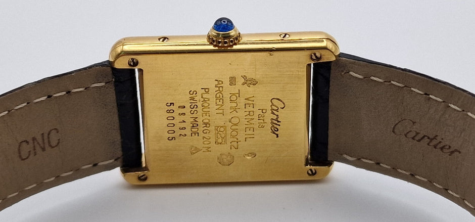 Must de Cartier Tank Mid-Size Vermeil, 1989 Box & Papers