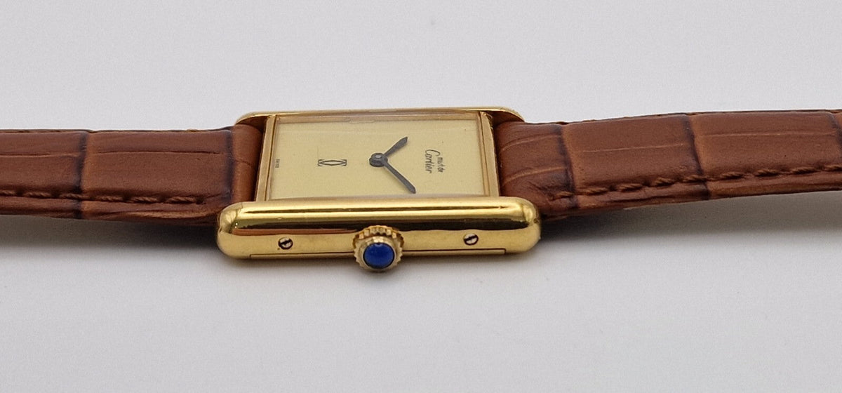 Must de Cartier Tank Mid-Size Vermeil Mechanical, No Gold Loss