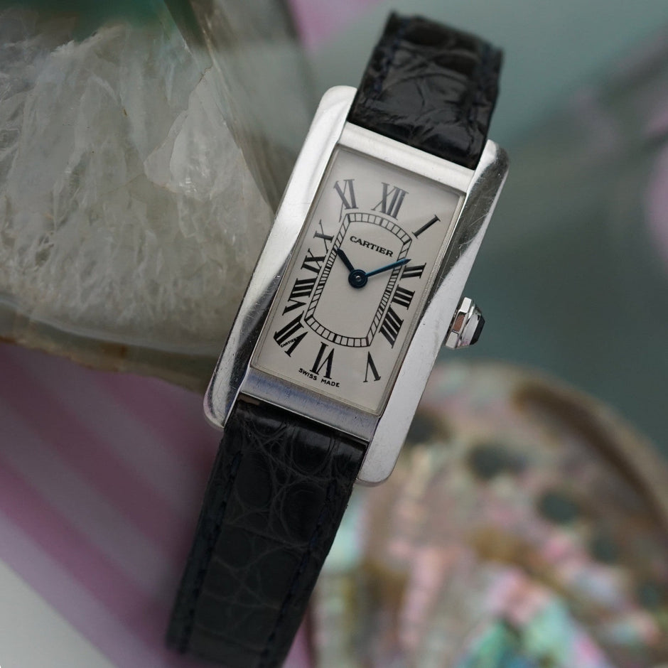 Cartier Tank Américaine 1713 18K White Gold Quartz Ladies