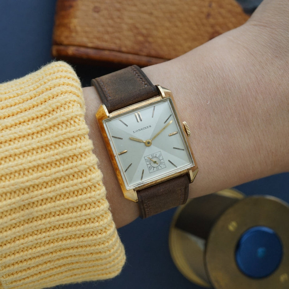 Vintage Longines 14K Gold Rectangular Dress Watch Cal. 22L, c.1945