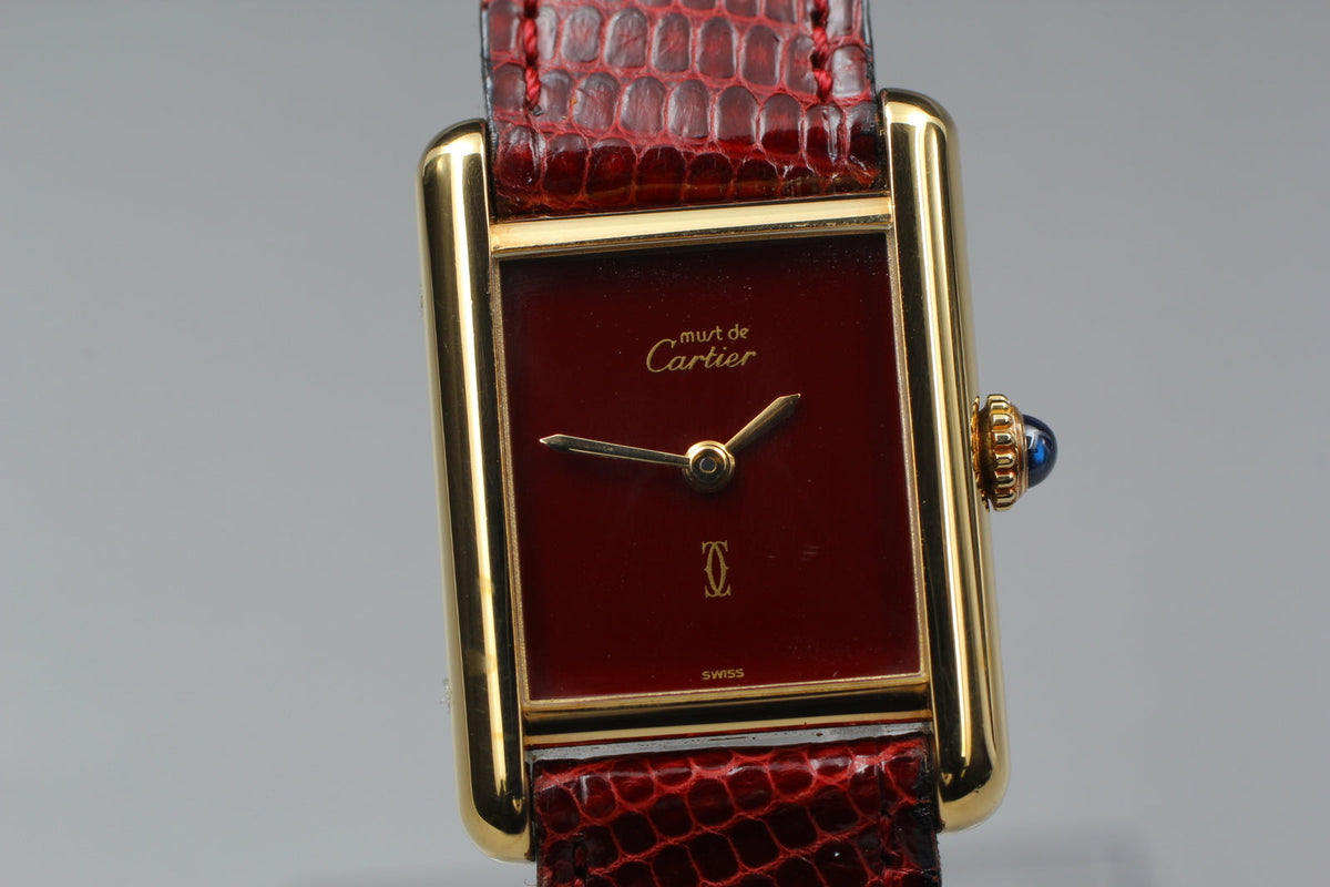 Must de Cartier Tank Red Lacquer Dial Manual Wind 23x30mm, Full Set