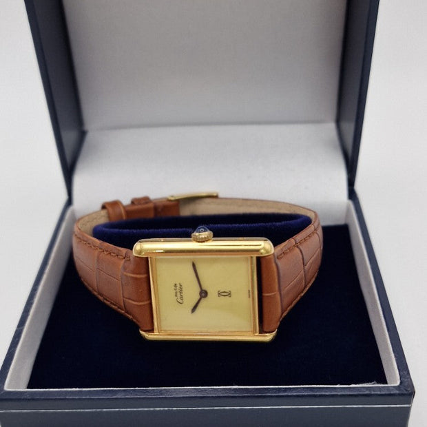 Must de Cartier Tank Mid-Size Vermeil Mechanical, No Gold Loss