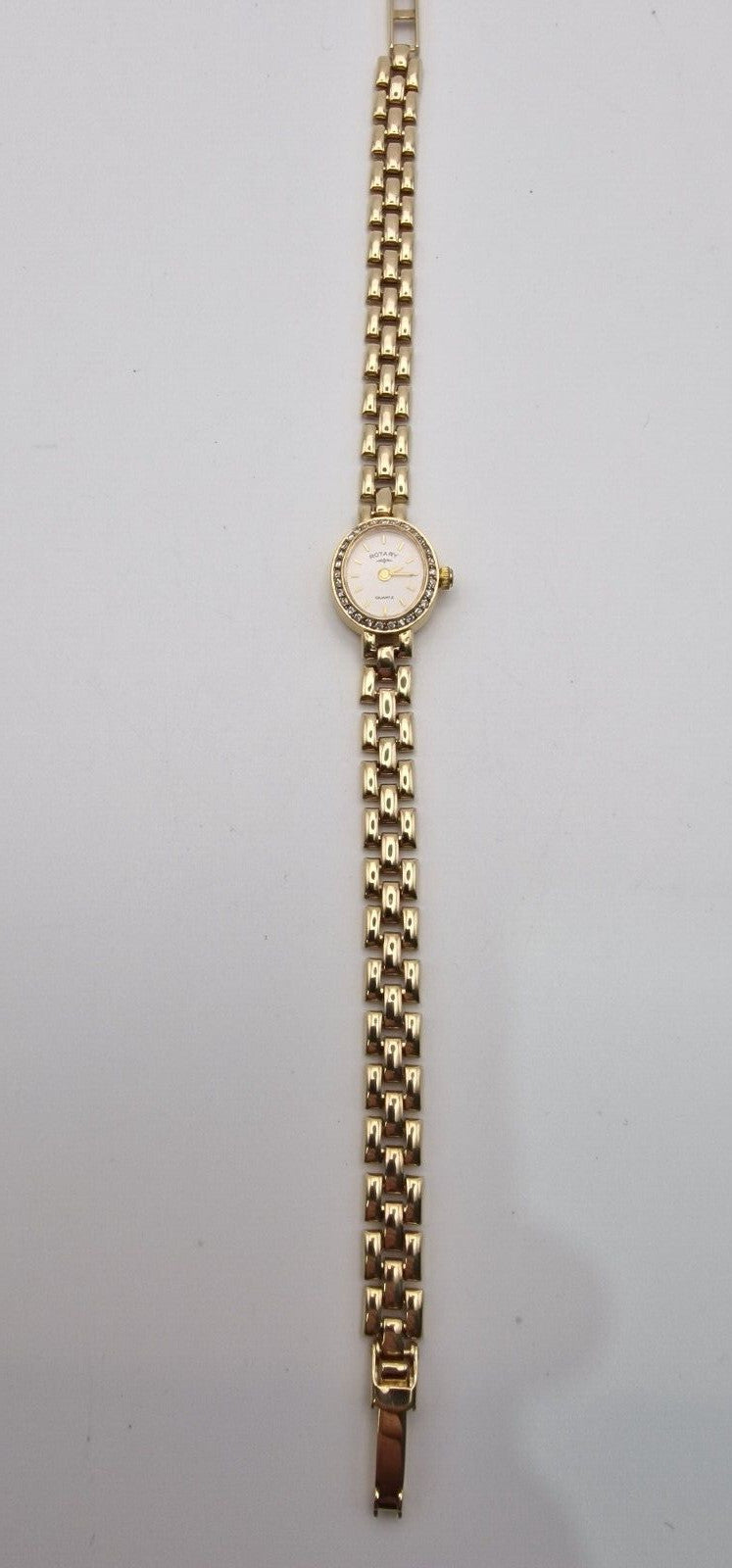 Rotary 9ct Gold Ladies Watch with Diamond Bezel & Box