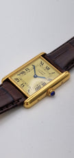 Must de Cartier Tank Mid-Size Vermeil on New Brown Strap