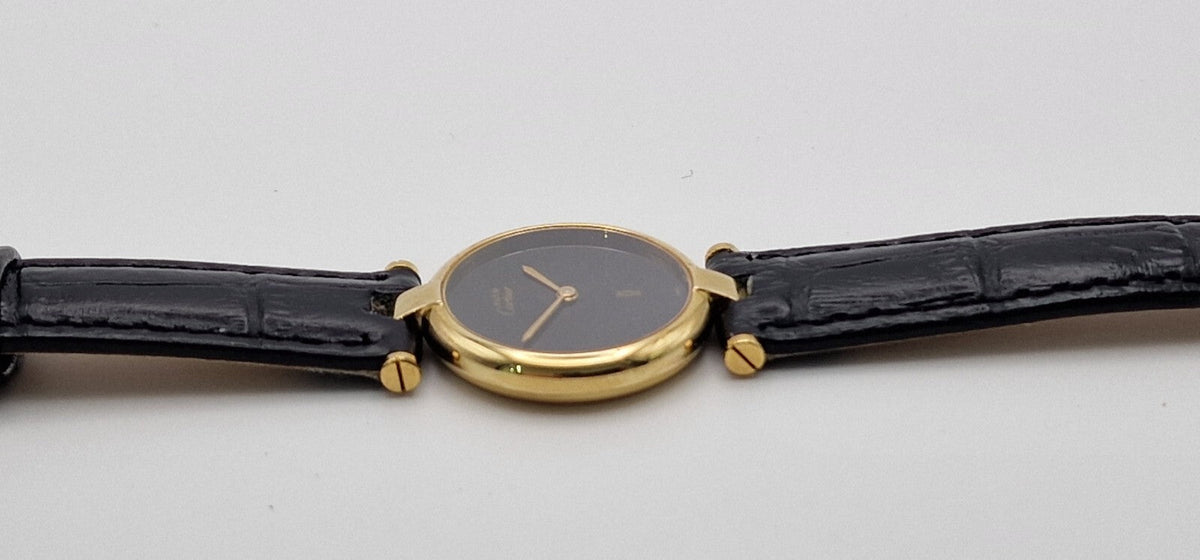 Must de Cartier Vendôme Vermeil Ladies Watch, Black Dial