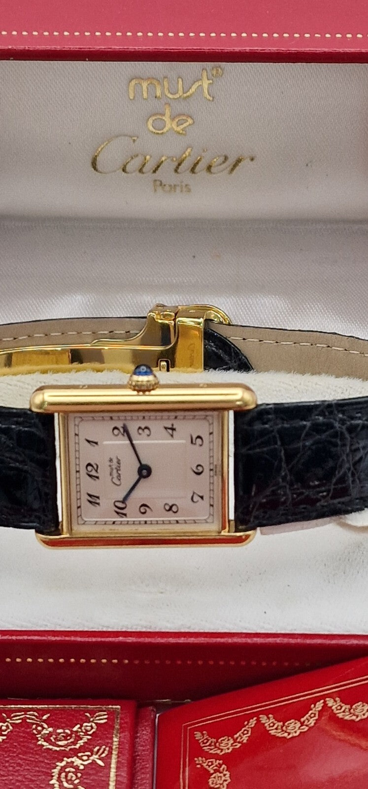 Must de Cartier Tank Mid-Size Vermeil, 1989 Box & Papers