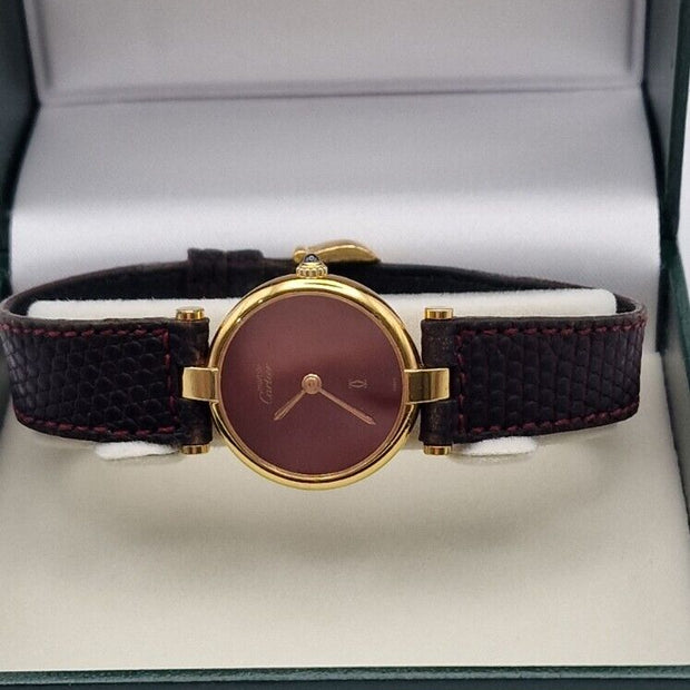 Must de Cartier Vermeil Ladies Watch, Burgundy Dial