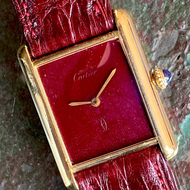 Cartier Tank LM Manual Wind Watch, Burgundy Dial