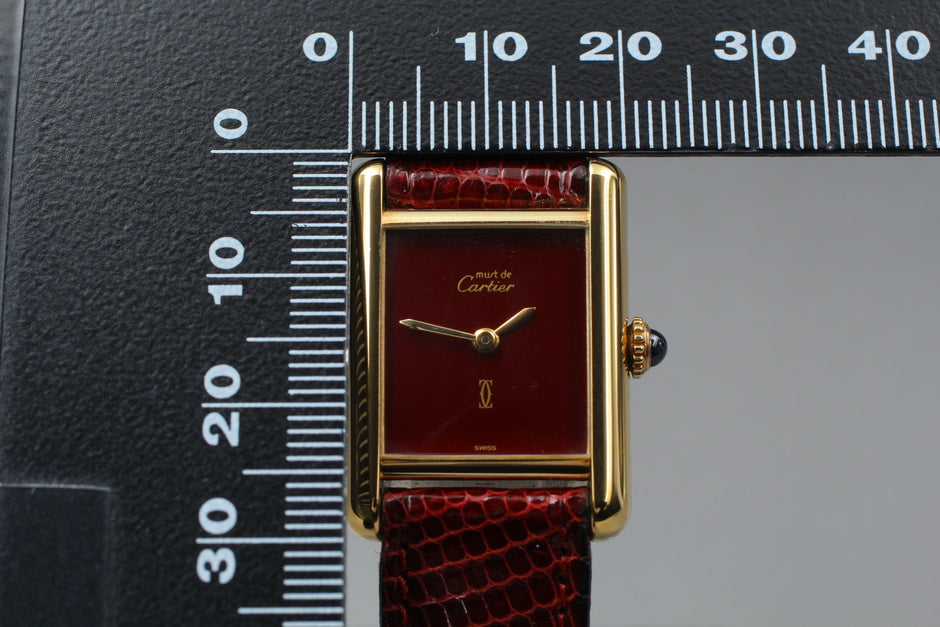 Must de Cartier Tank Red Lacquer Dial Manual Wind 23x30mm, Full Set