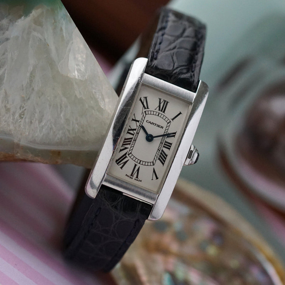 Cartier Tank Americaine 1713 18k White Gold Quartz