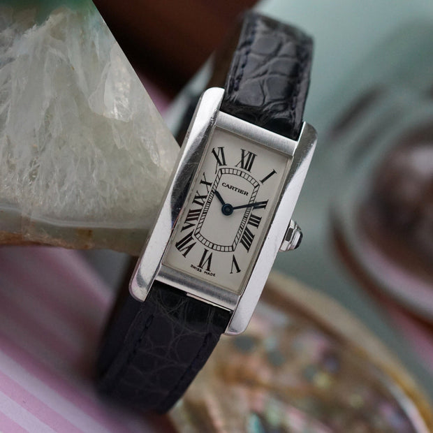 Cartier Tank Americaine 1713 18k White Gold Quartz