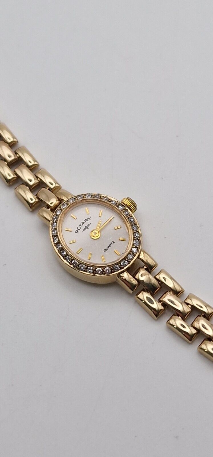 Rotary 9ct Gold Ladies Watch with Diamond Bezel & Box