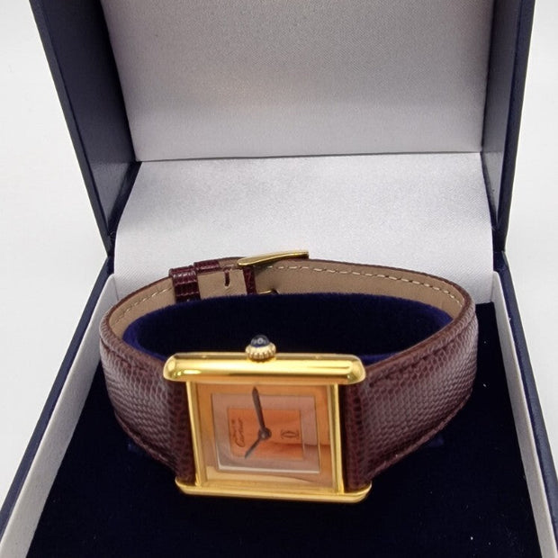 Must de Cartier Tank Mid-Size Vermeil Mechanical, Great Condition