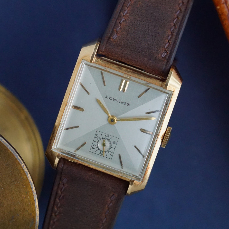 Vintage Longines 14K Gold Rectangular Dress Watch Cal. 22L, c.1945