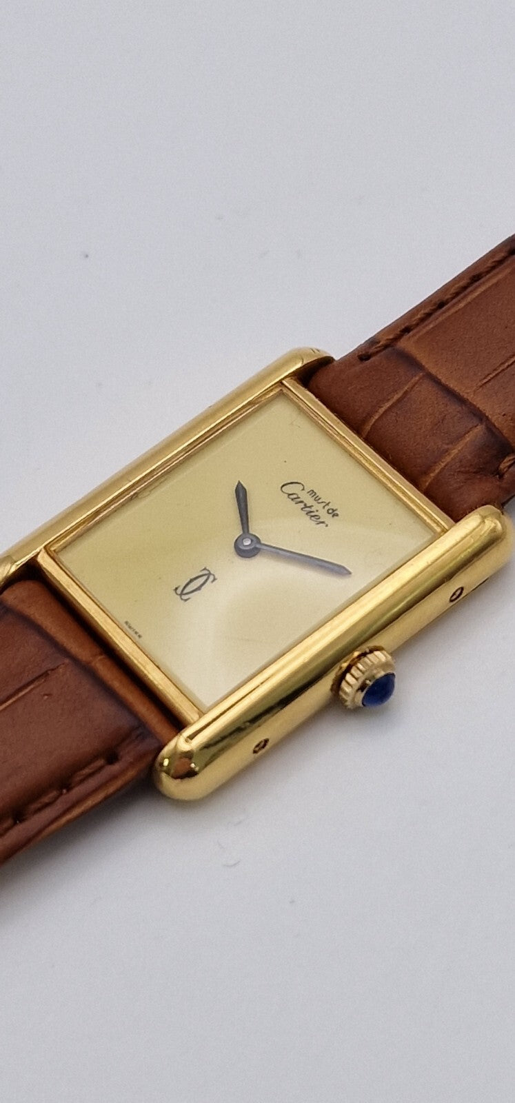Must de Cartier Tank Mid-Size Vermeil Mechanical, No Gold Loss