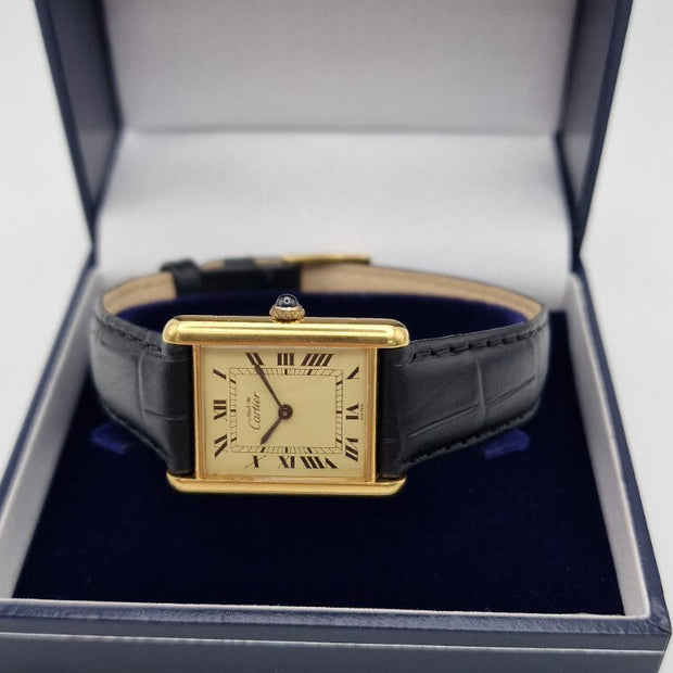 Must de Cartier Tank Mid-Size Vermeil Mechanical Watch, Vintage