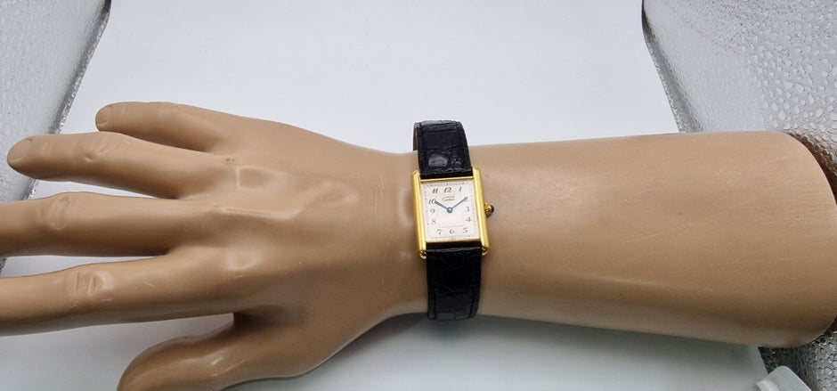 Must de Cartier Tank Mid-Size Vermeil, 1989 Box & Papers