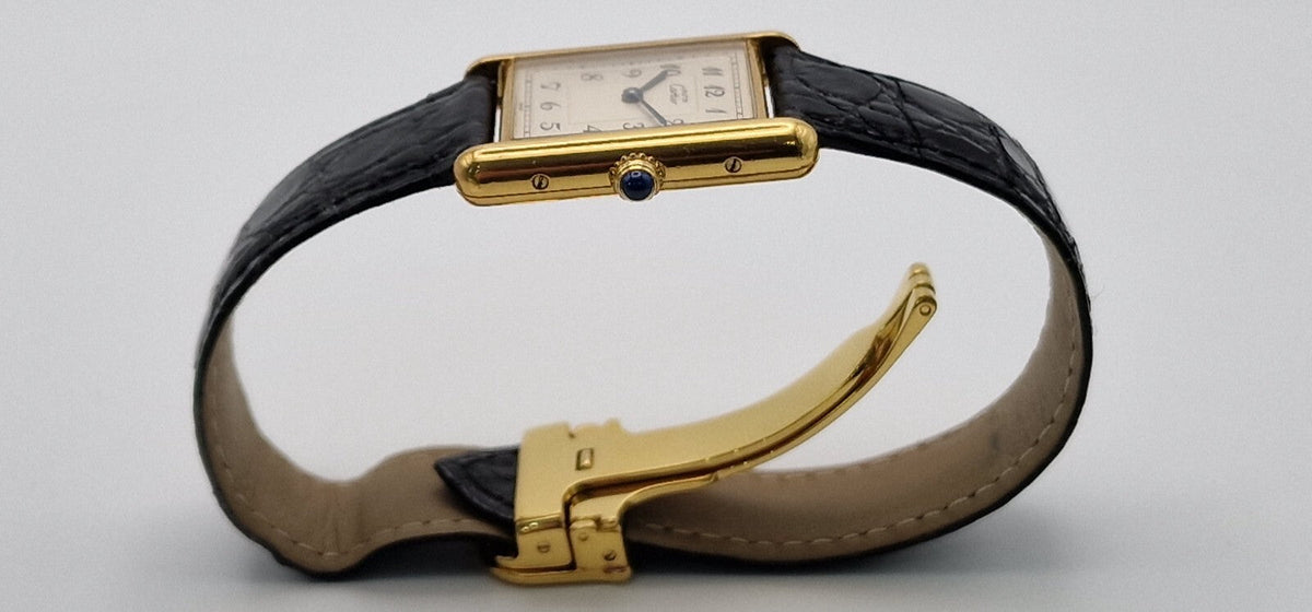 Must de Cartier Tank Mid-Size Vermeil, 1989 Box & Papers