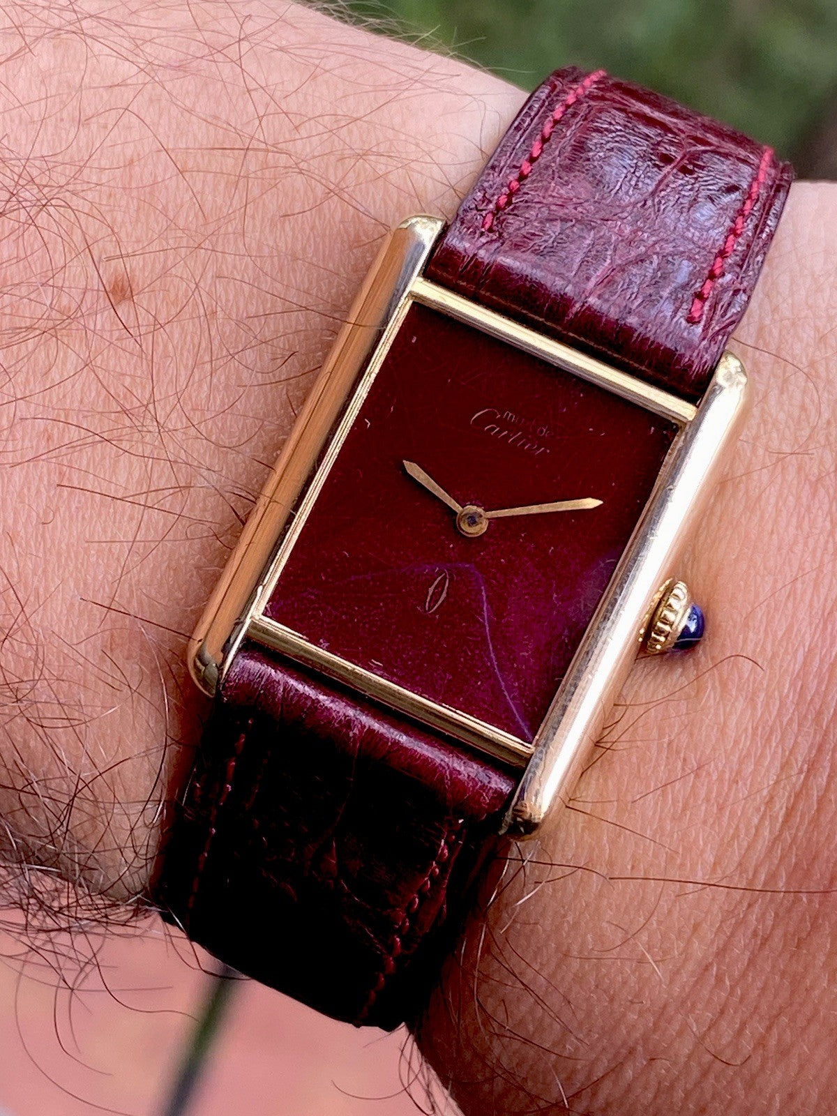 Cartier Tank LM Manual Wind Watch, Burgundy Dial – photo 3