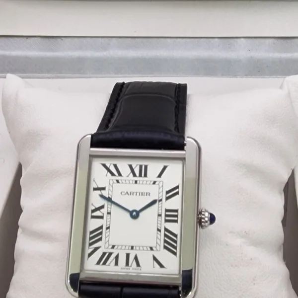 Cartier Tank Solo Steel Watch, Blue Cabochon